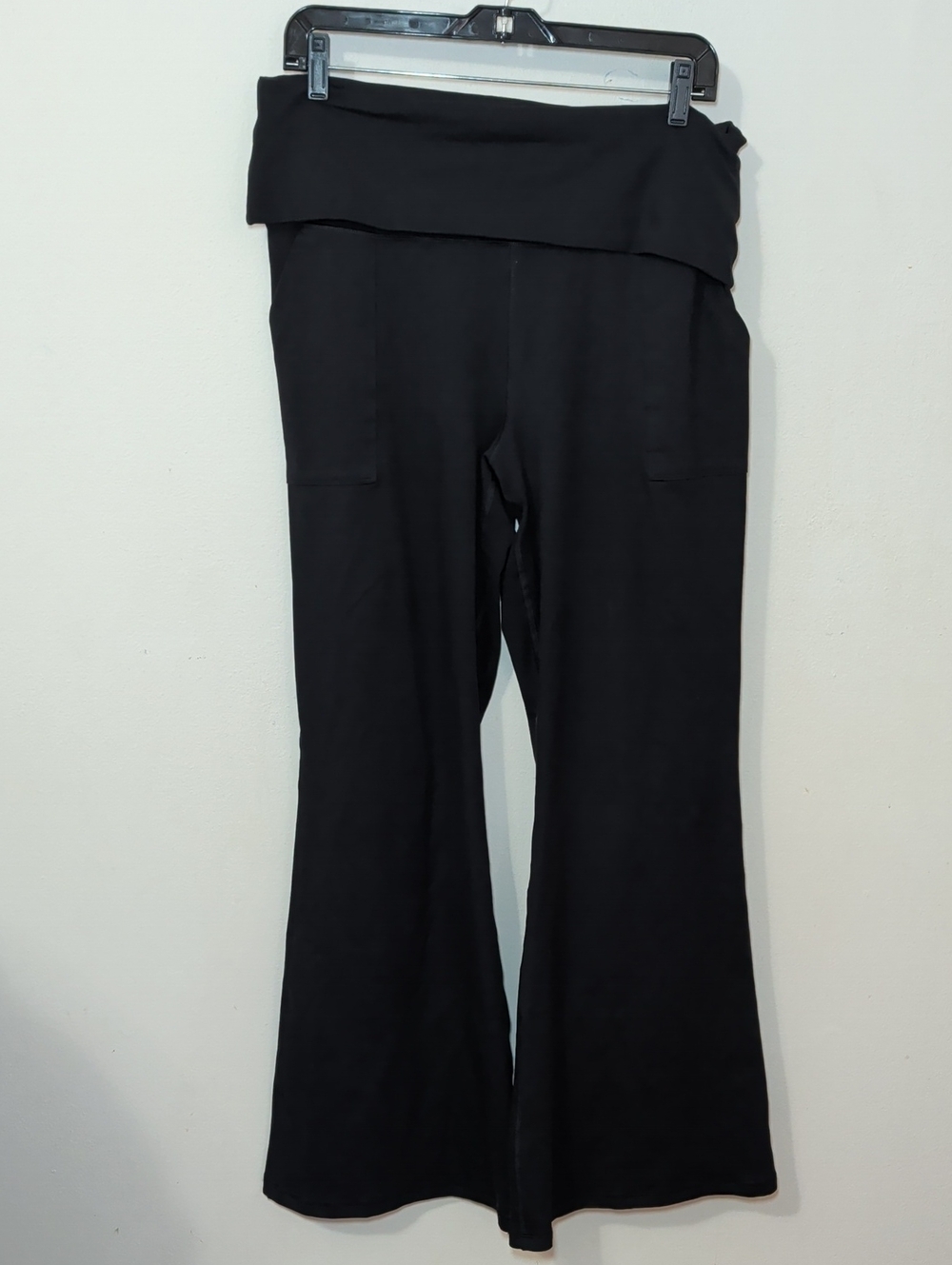 Aerie Offline The Hugger Black Hi-Rise Flare Leggings Foldover Women's Size XL